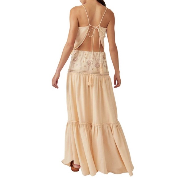 Free People Crystal Cove Two Piece Maxi Dress Linen M - Picture 3 of 16